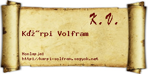 Kárpi Volfram névjegykártya